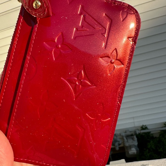 Louis Vuitton coin purse pochette cles red vernis